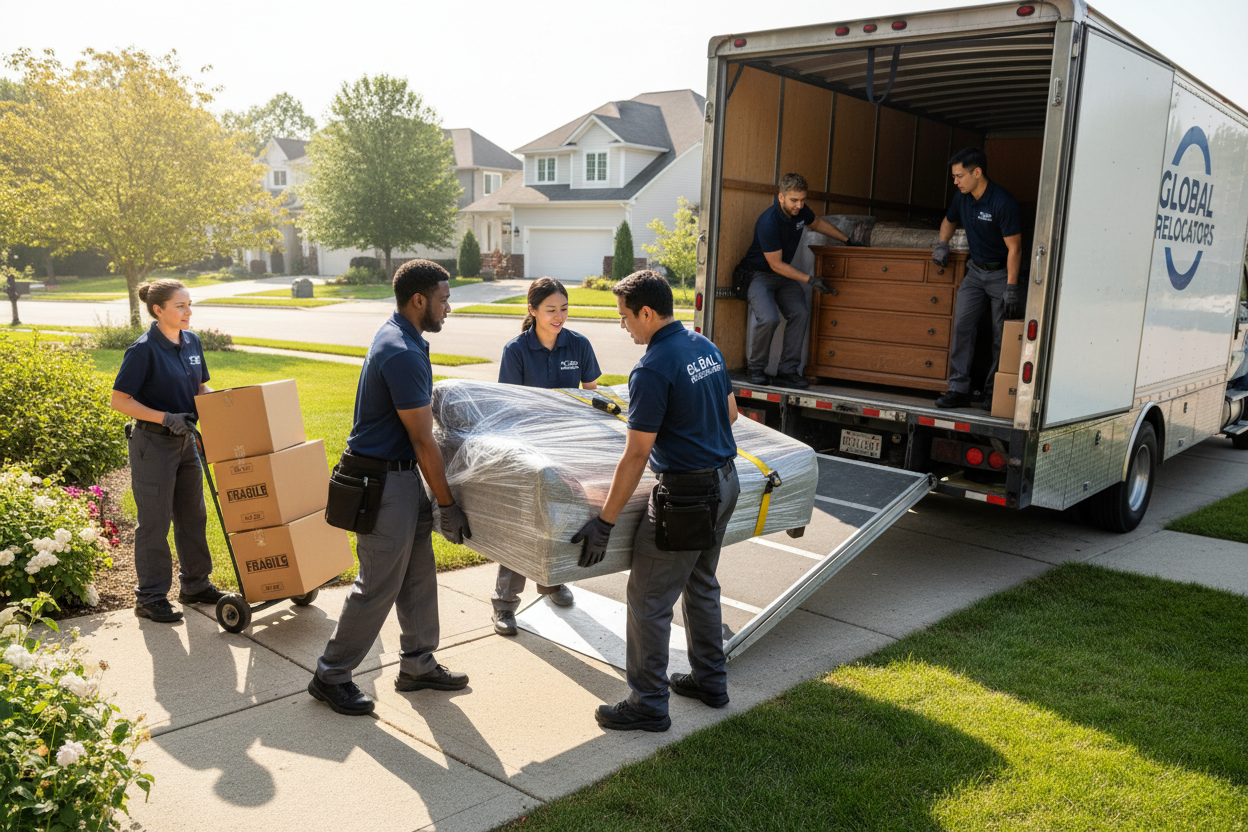 une équipe pro en train de faire un déménagement